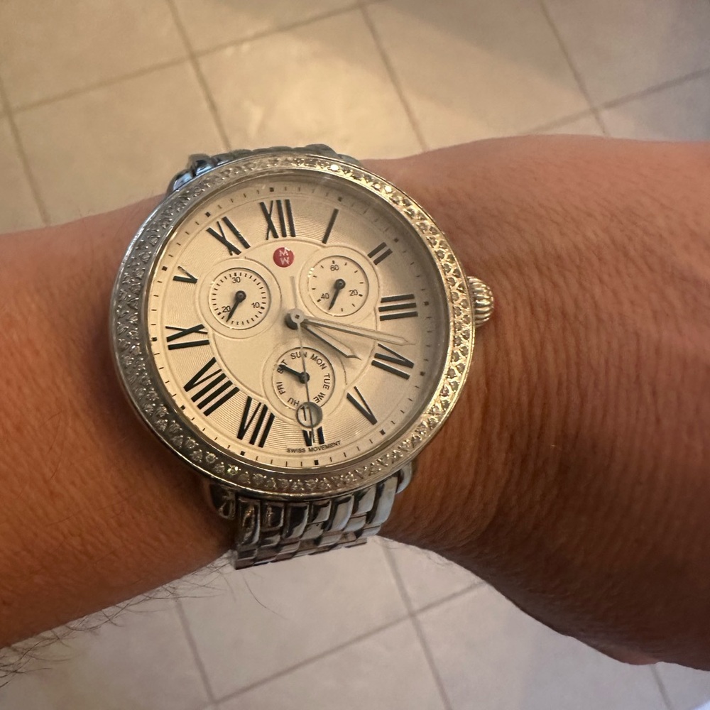 Michele Silver Watch with Roman Numerals. Links and box included! - Picture 9 of 12